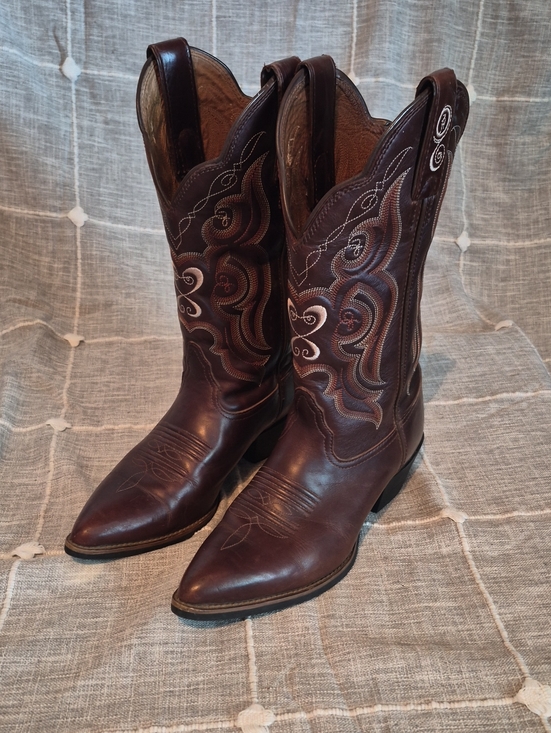 Tony Lama Shoes - Tony Lama Women's Vintage Brown Western Embroidered Leather Cowboy Boots